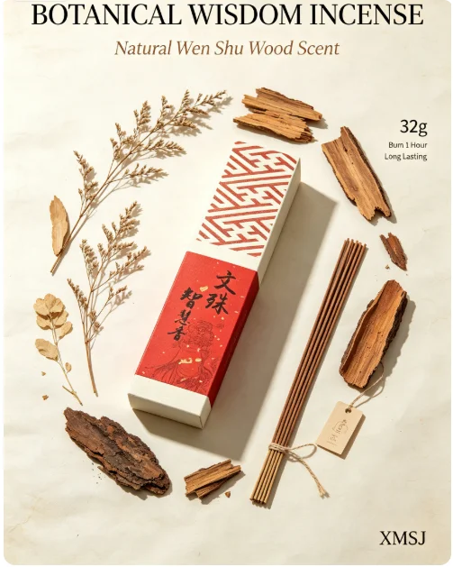 Hot Trending Wen Shu Wisdom Incense, XMSJ Natural Wood Incense Sticks, 32g, Burn About 1 Hour, for Home Meditation Yoga
