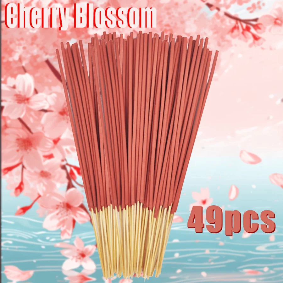 19/49/98/198 pink cherry blossom incense sticks 22.0cm Soft and delicate fragrance, suitable for bedrooms, study rooms, tea rooms, and for relieving stress at work, enhancing the ambiance for guests, with stable burnin