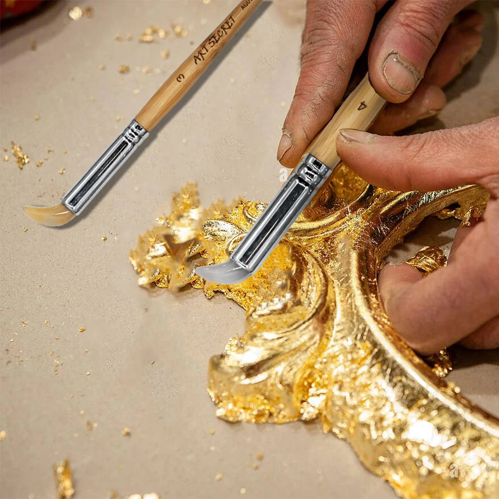 ArtSecret Agate Burnishers for Gold Leaf - Flat Round Curved