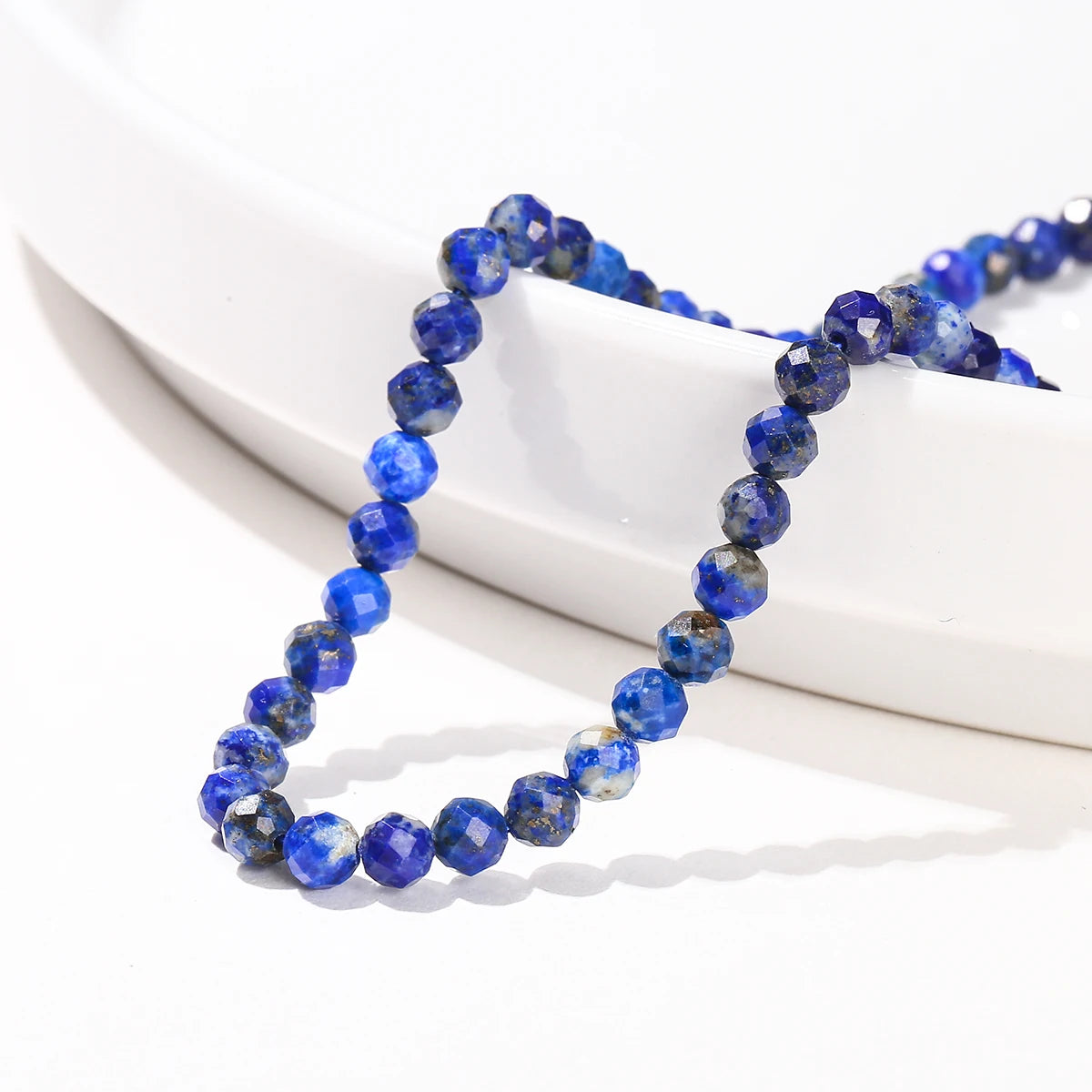 2 3 4mm Faceted Natural Lapis Lazuli Beads Round Loose Spacer Tiny Bead for Jewelry Making DIY Necklace Bracelet Accessory 15"