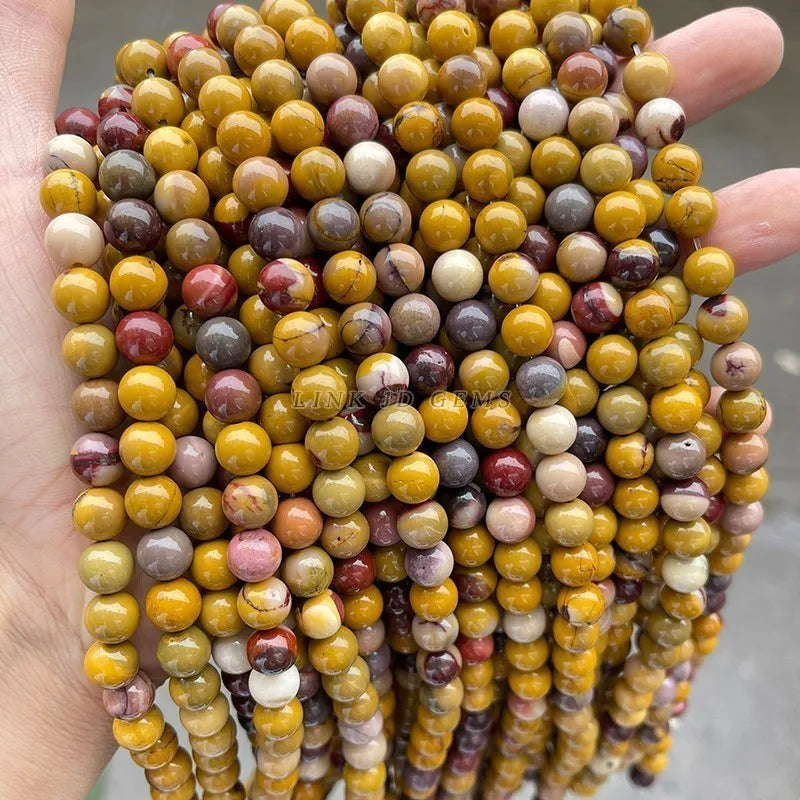Natural Red Yellow Mookaite Stone Beads Round Loose Spacer Beads For Jewelry Making DIY Bracelet Accessories 4 6 8 10 12mm