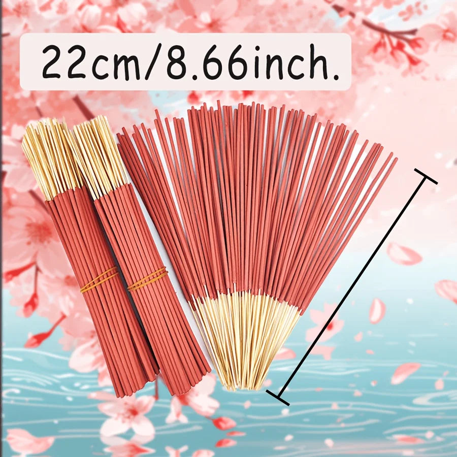 19/49/98/198 pink cherry blossom incense sticks 22.0cm Soft and delicate fragrance, suitable for bedrooms, study rooms, tea rooms, and for relieving stress at work, enhancing the ambiance for guests, with stable burnin