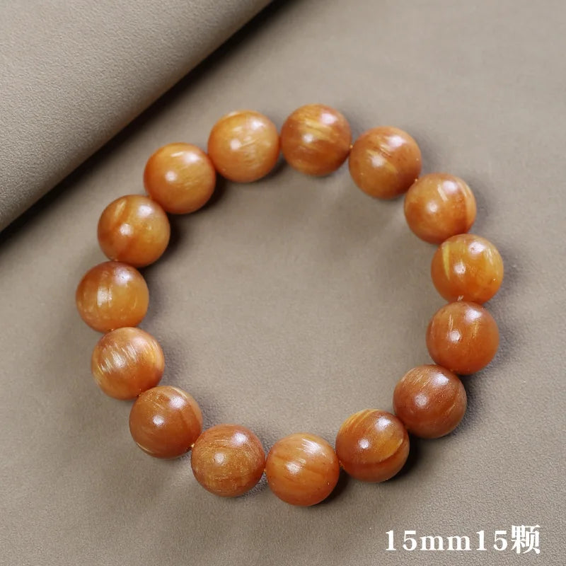 Full Oil High Transparent Amber Wood Men's Bracelet Changbai Mountain North Agarwood Northeast Pine Mingzi Prayer Beads Gifts