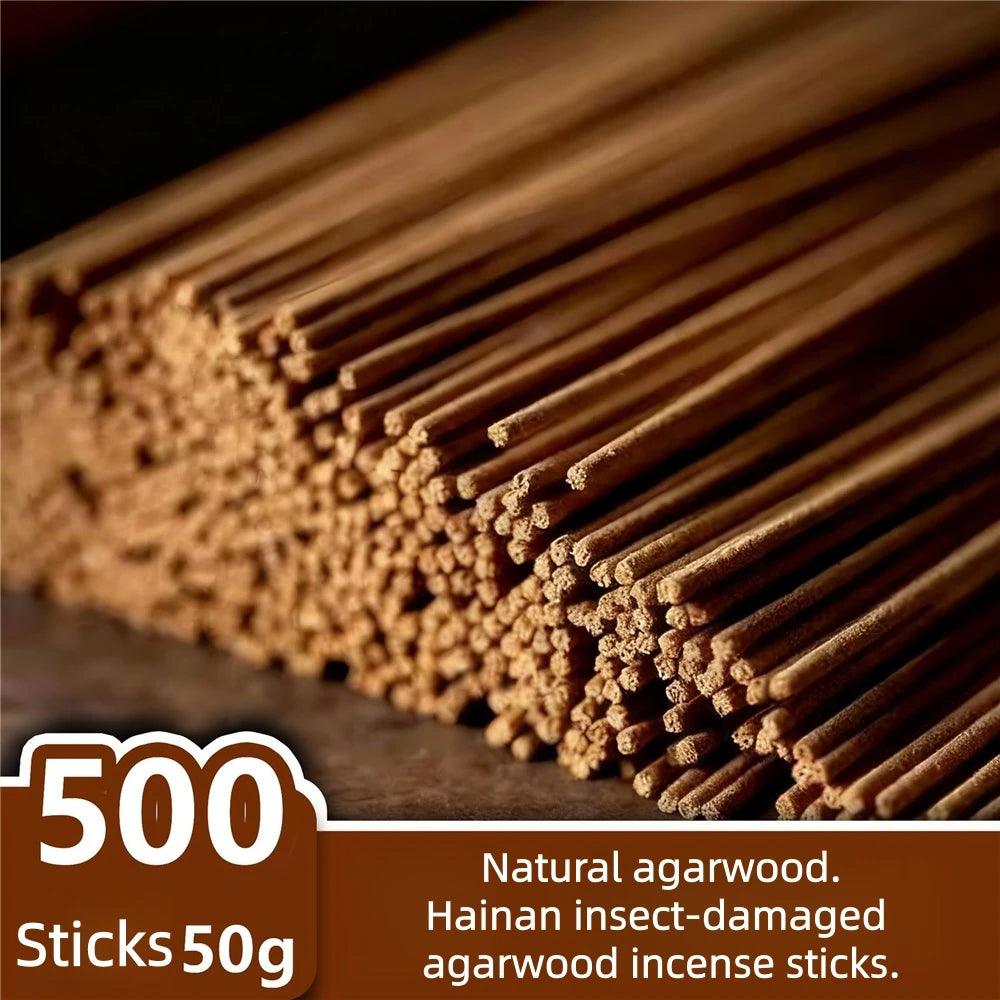 50g Natural Hainan Insect-Damaged Agarwood Incense Sticks 10cm
