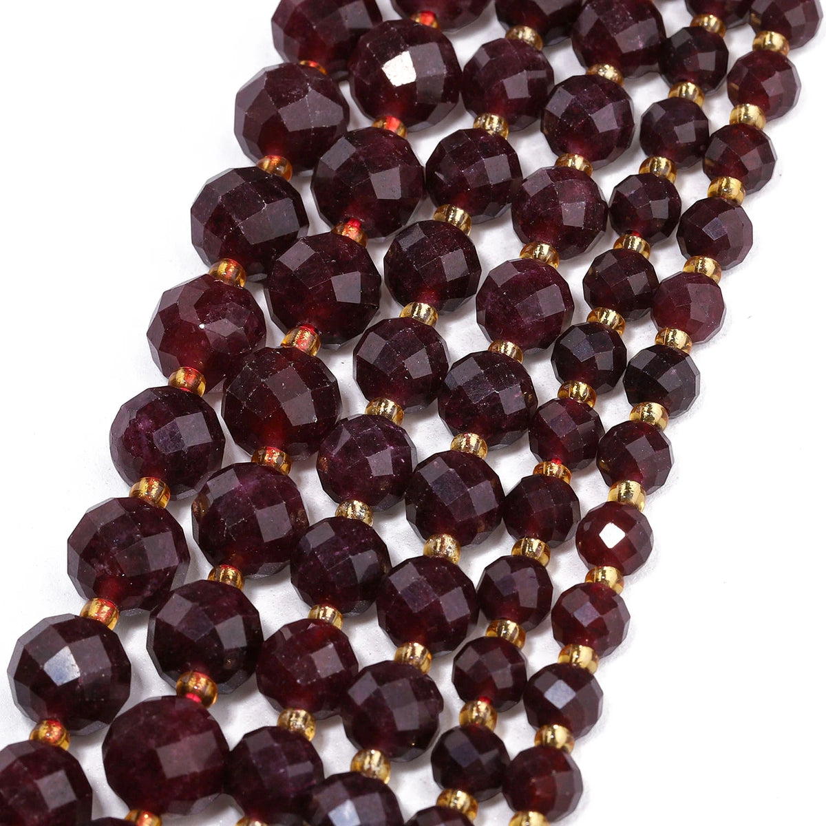 6 8 10mm Faceted Round Beads Natural Garnet Stone Beads for Jewelry Making Diy Bracelet Necklace Accessories 7.5inch