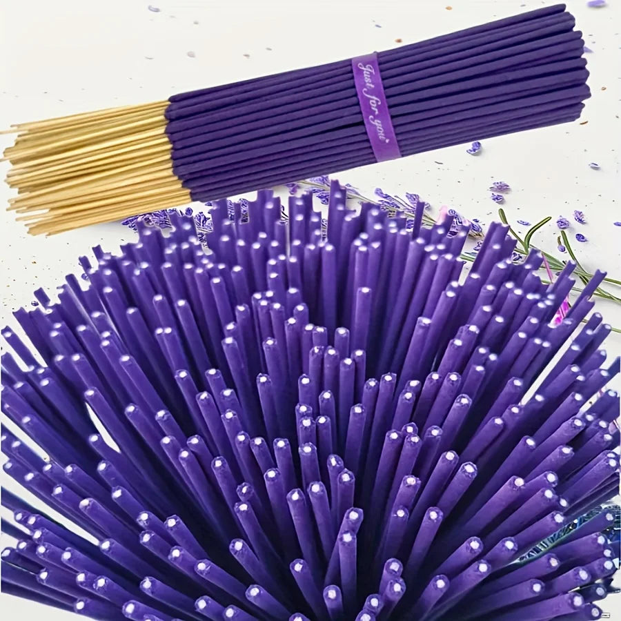 Lavender Premium Aromatherapy Incense Sticks, 8.66-Inch Long Bamboo Sticks, Burn Time of 30~40 Minutes, Light and Fresh Scent, Removes Odors, Long-Lasting Fragrance, Suitable for Home, Kitchen, and Restaurant Decoration