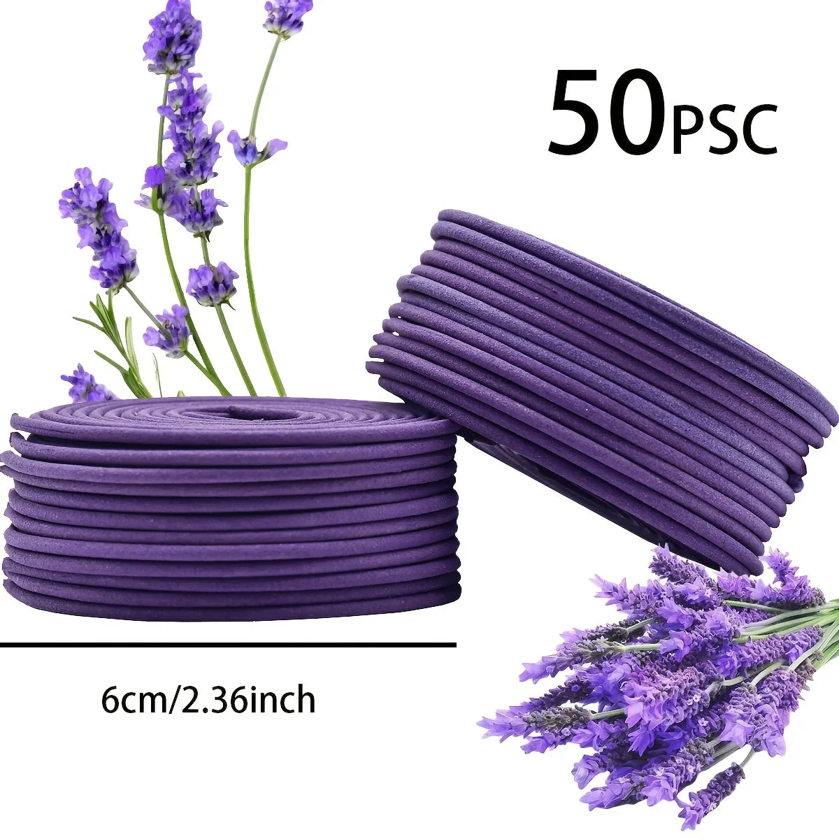 50 Lavender Scented Spiral Candles, Burning Time for 3-4 Hours, Fresh and Elegant Fragrance, Suitable for Yoga, Meditation, Home, Office and Outdoor Use, Portable and Long-Lasting Fragrance, Natural and Long-Lasting Lavender Fragrance