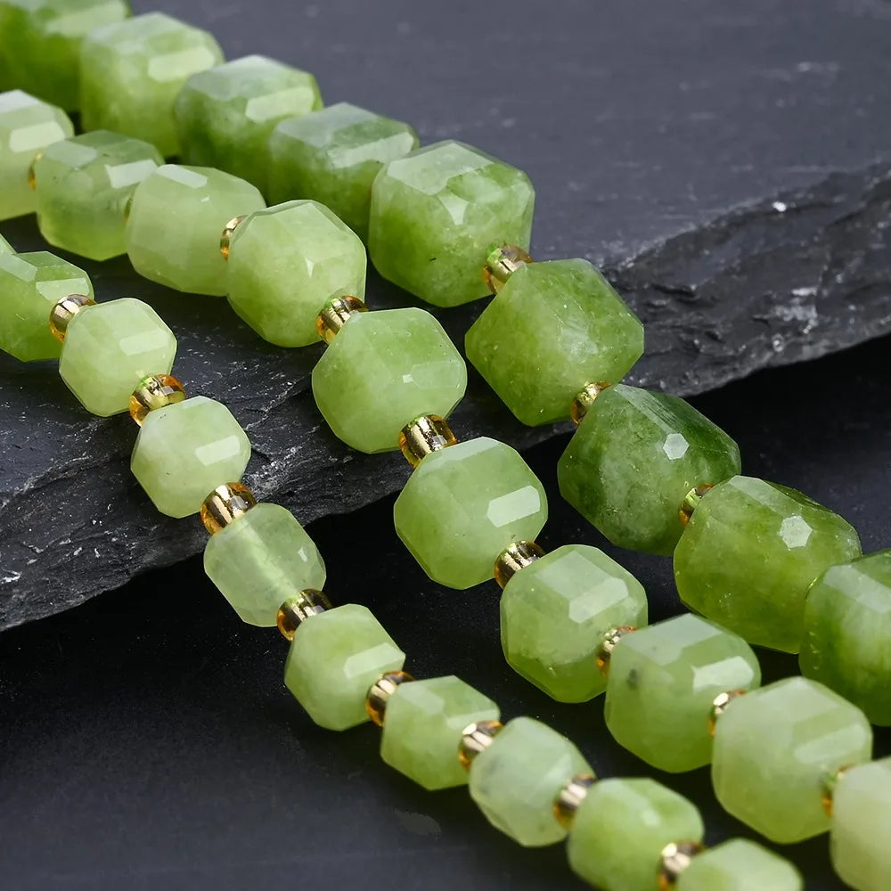 6/8/10mm Olivine Natural Stone Beads Square Loose Spacer Beads For DIY Jewelry Making Bracelets Necklaces Earrings Accessories