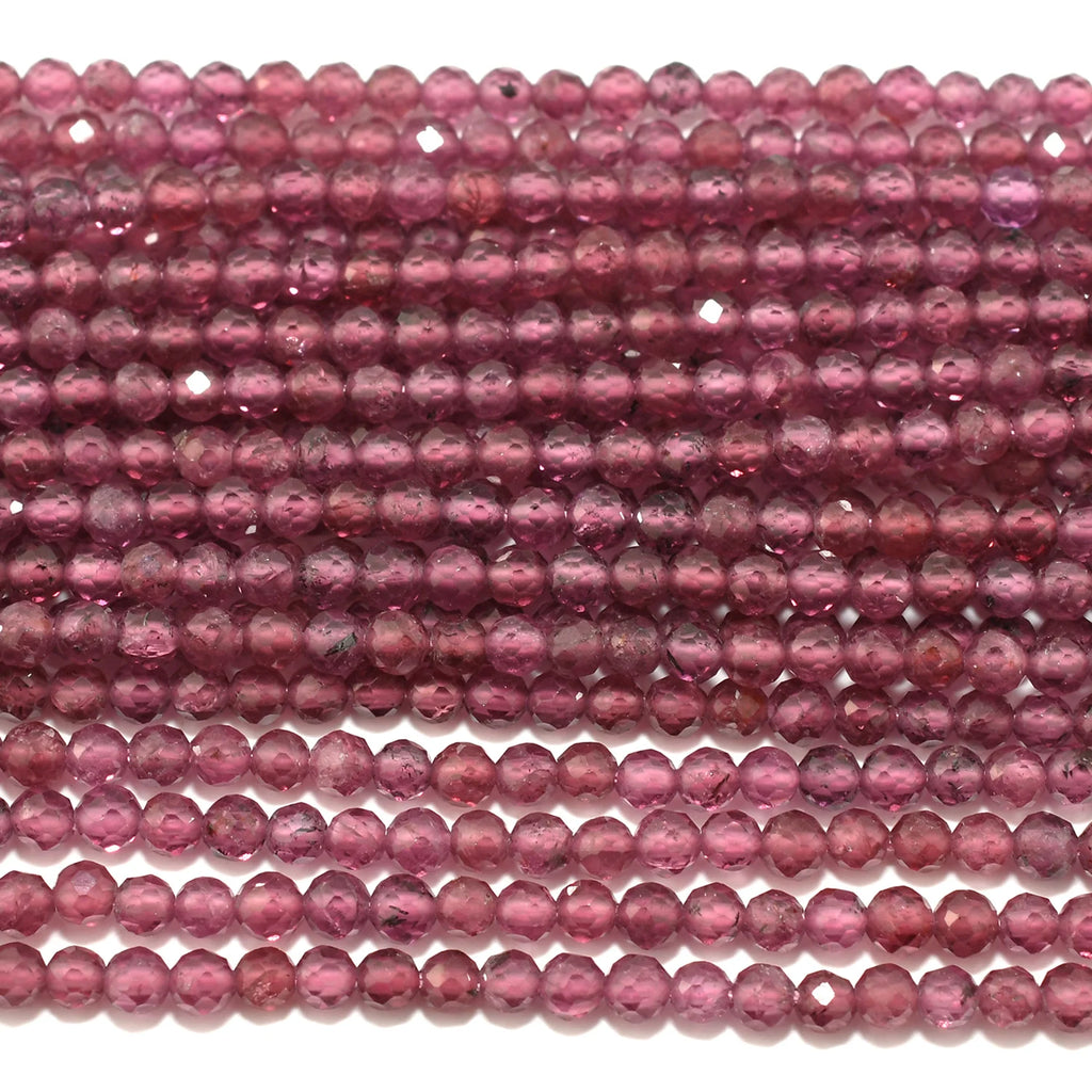 Natural Ceylon Pink-Purple Garnet Faceted Round Beads 3mm-3.2mm