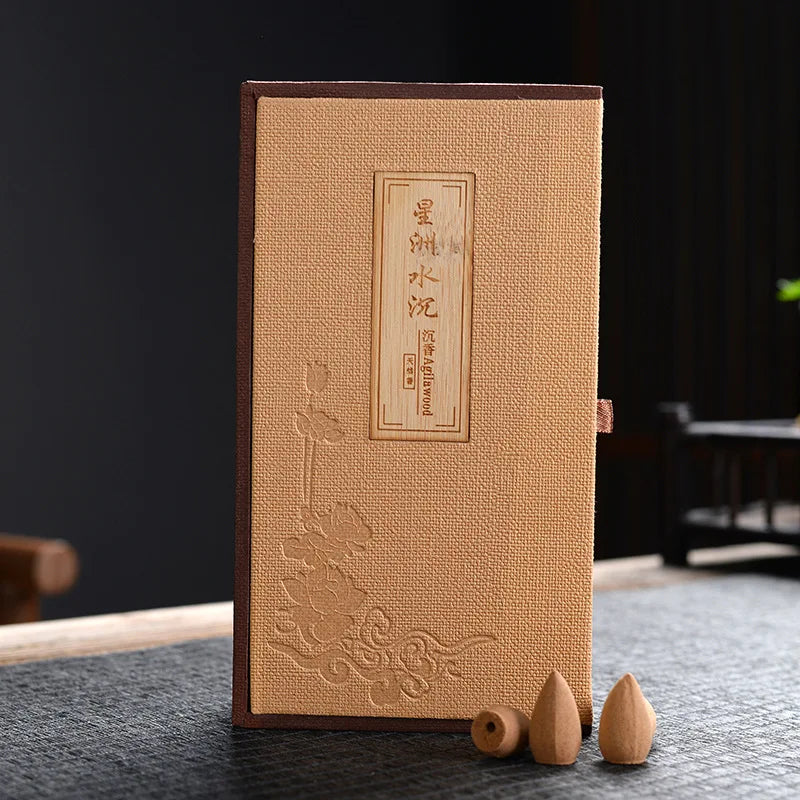 Natural Backflow Cones, Agarwood , Sandalwood , Home Indoor Air Purifying Incense Burner, Aromatherapy Gif