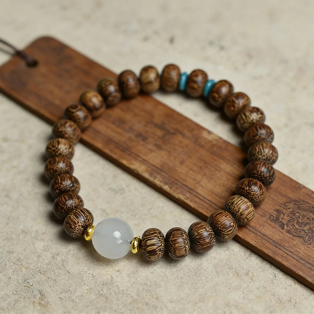 DIY Agarwood and Small Wenge Wood Abacus Bead Buddhist Bracelets for Men and Women Single Strand Wrist Mala Gifts