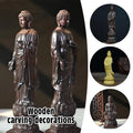 Wood Carving Figurine Of Avalokitesvara Small Buddhist Buddha Statue Aesthetic Temple Worship Crafts Living Room Decor Ornaments