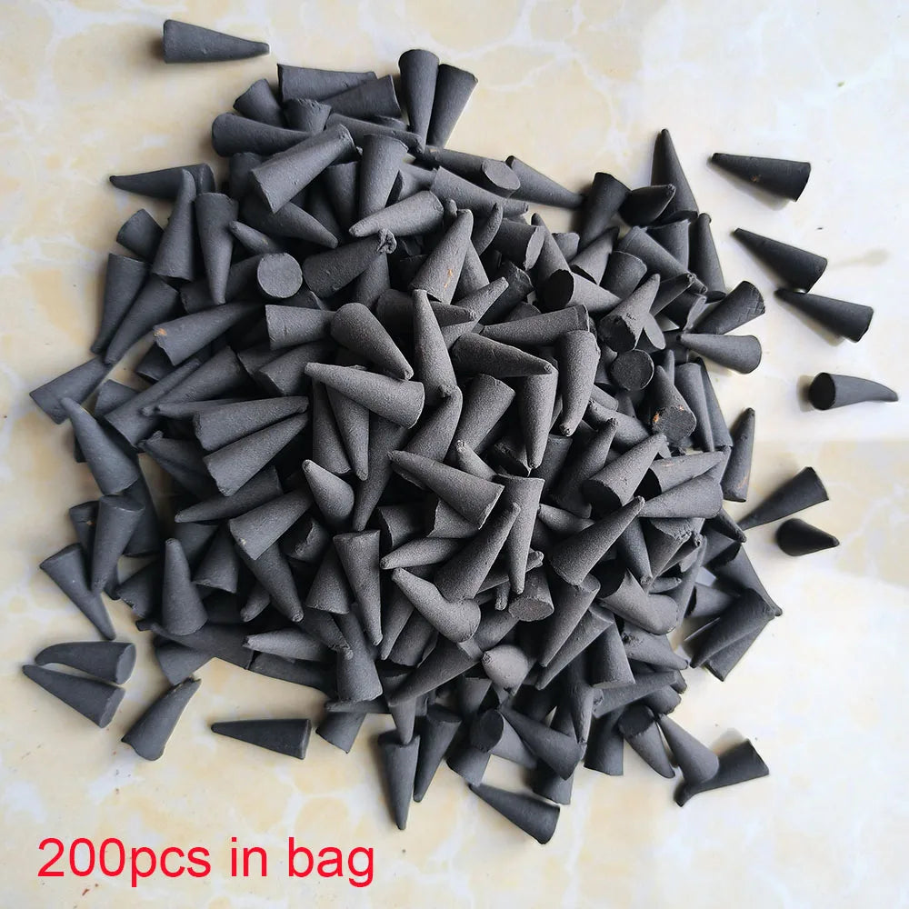 100/200/400pcs/lot Natural Incense Cones Handmade Black Attracting Wealth Fragrance Tibetan Tower Incense Scents for Home