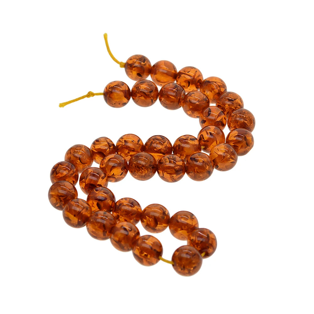 10mm Round Resin Amber Snowflake Beads for Jewelry DIY