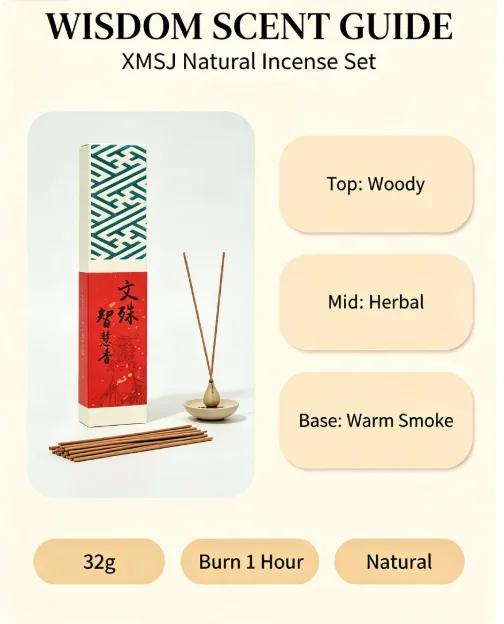 Hot Trending Wen Shu Wisdom Incense, XMSJ Natural Wood Incense Sticks, 32g, Burn About 1 Hour, for Home Meditation Yoga