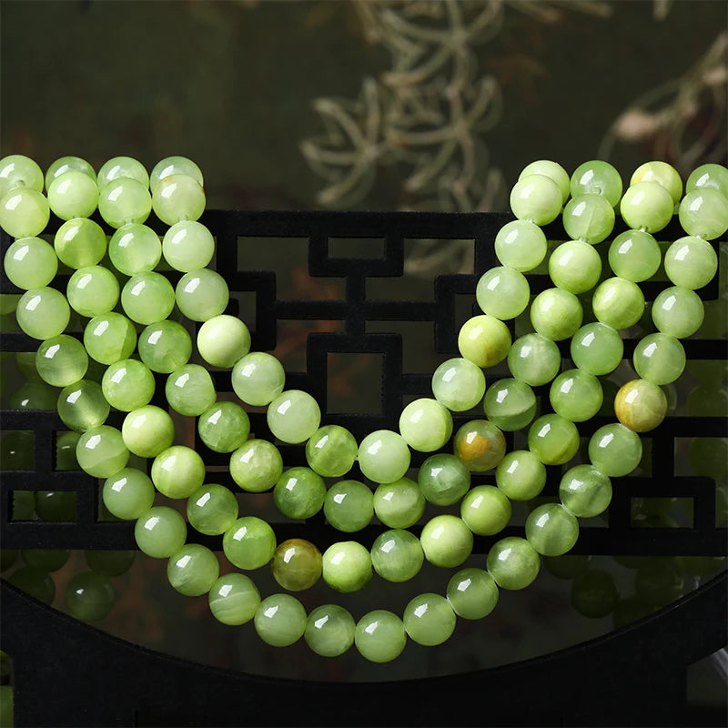4/6/8/10mm Natural Stone Afghan Green Jade Beads Round Loose Gemstone For Jewelry Making DIY Supplies Bracelet Accessory 15"