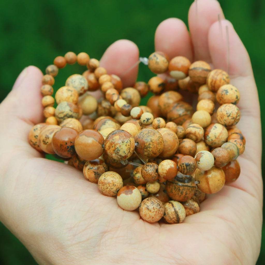 Natural Stone Beads 4 6 8 10mm Tourmaline Jade Jaspers Round Loose Spacer For Jewelry Making DIY Bracelet Necklace Accessories