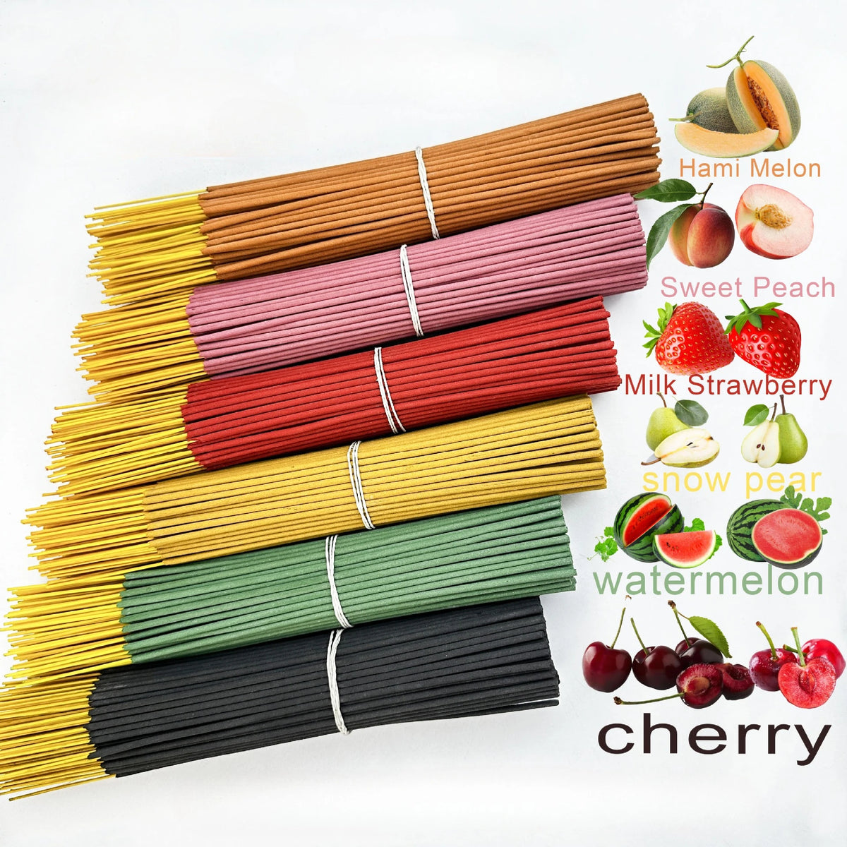 6 fruit flavored 25cm incense sticks with string fragrance for offices to remove odors and maintain long-lasting fragrance