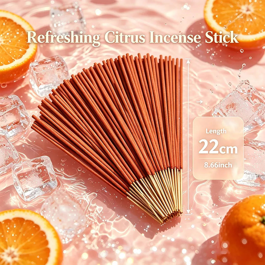 Citrus-Scented Incense Sticks, 22.0cm - Long-Lasting Fragrance, Natural Wood Scent, Suitable for Yoga, Meditation, Relaxation, and Sleep Aid - Perfect for Home Decor, Hotels, and Spas