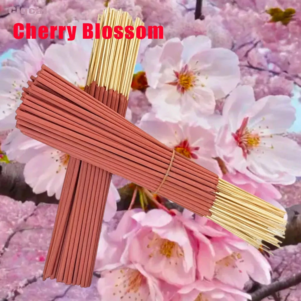 Natural Sweet Cherry Blossom Incense Sticks Handmade Rolled Joss Stick Incense Lasting Floral Scents for Home
