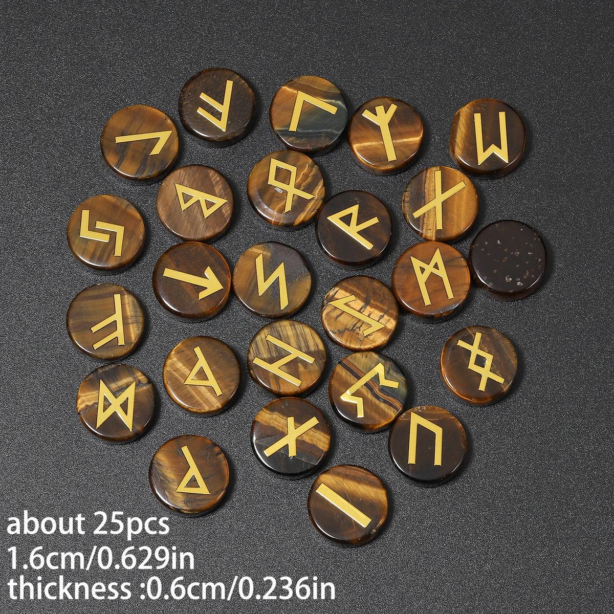 16mm Natural Paracord Norse Runes Beads 25pcs