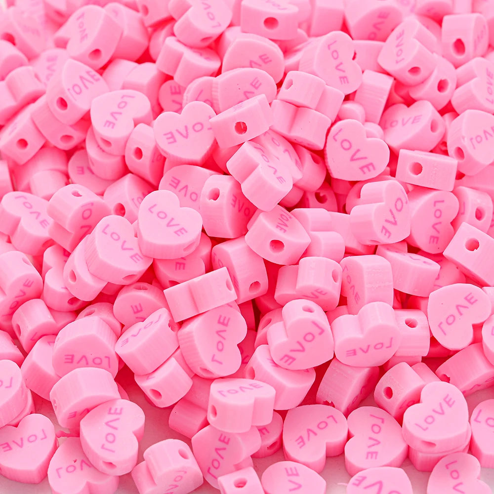 30/50/100pcs Red Envelope Love Spacer Clay Beads Sweet Heart Polymer Clay Beads For Jewelry Making DIY Craft Ornament Supplies