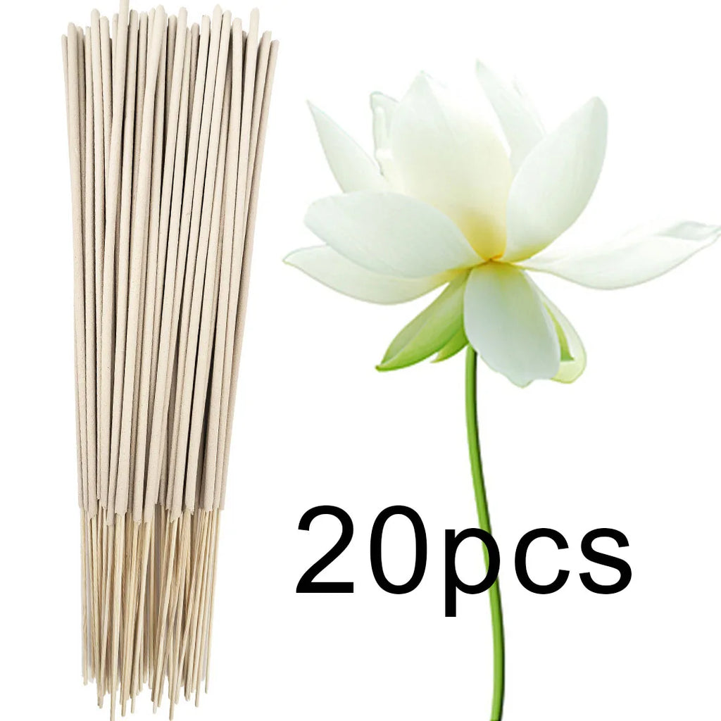 High-Quality Off-White 8.7-Inch White Lotus Incense Sticks, Made from Natural Materials, with a Lotus Scent. White Lotus Symbolizes Holiness, Divinity, and Cleanliness Essential Bamboo Stick Incense for Home