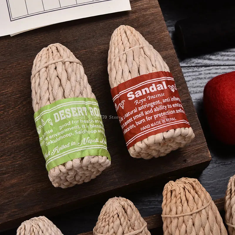 50pcs Nepal Large Rope Incense Handmade Sandalwood Frankincense DIY Yoga Meditation Relieve Stress Help Sleep Aromatherapy