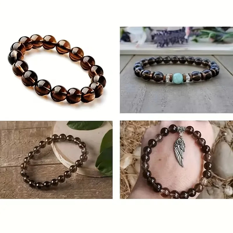 Natural Smoky Quartzs Crystal Stone Beads Round Loose Beads For Jewelry Making DIY Bracelet Necklace 15'' Strands 4/6/8/10/12mm