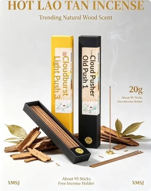 Trending Lao Tan Incense Set,Natural Sandalwood Agarwood Sticks 20g About 95 Sticks Warm Woody Scent for Home Meditation Yoga