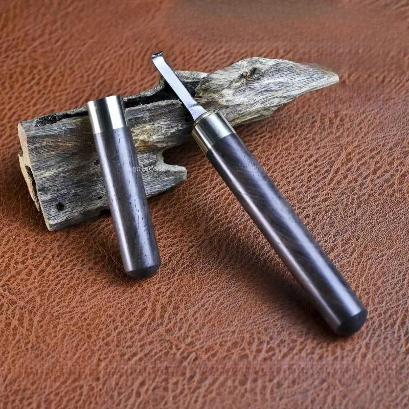 Agarwood Hook Knife Solid Wood Handle Fine Steel Knife Head Hook Wire Scraper Powder Cutting and Digging Spice Incense Tool