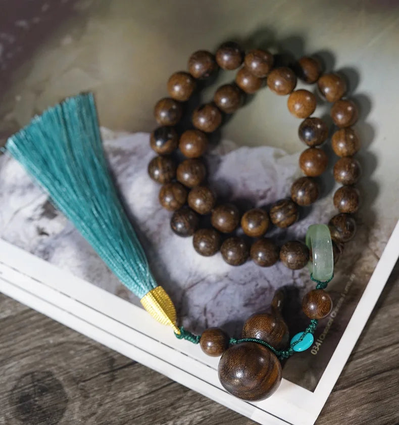 Agarwood 10mm Handheld Carved Gourd Beads Double Layer Creative Buddhist Rosary Bracelet Car Hanger