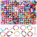 SHU YU 24 Grids Polymer Clay Beads Set Letter Imitation Pearl Beads Kit Soft Pottery Beads Gift Box for DIY Craft Jewelry Making