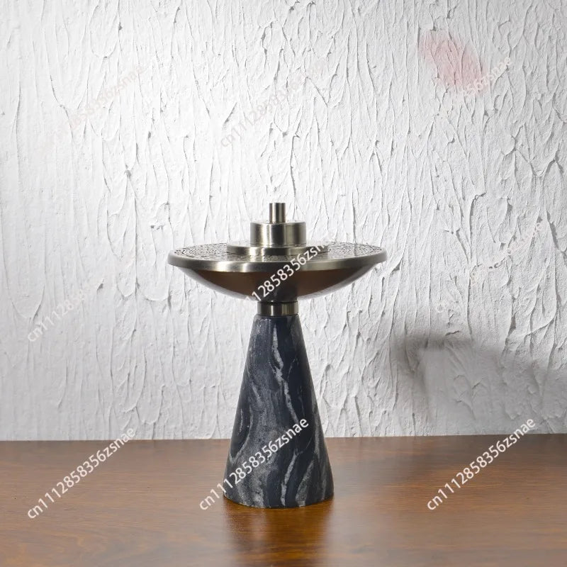 high-end black marble incense burner metal hollow aromatherapy burner agarwood sandalwood indoor desktop aromatherapy ornament