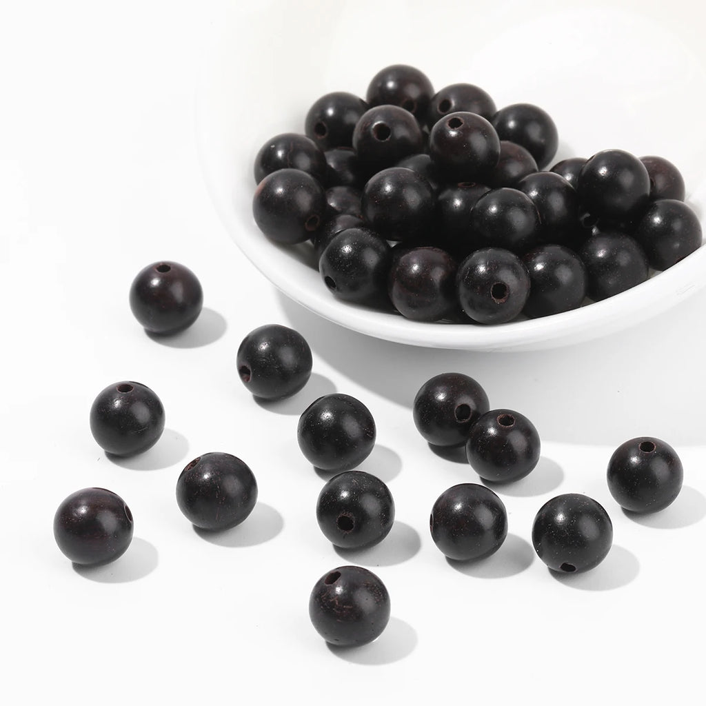 50 Pcs/lot Natural Wooden Bead Black Sandalwood Ebony Beads 6 8 10 12 15mm For Jewelry Making Diy Necklace Bracelet Accessory