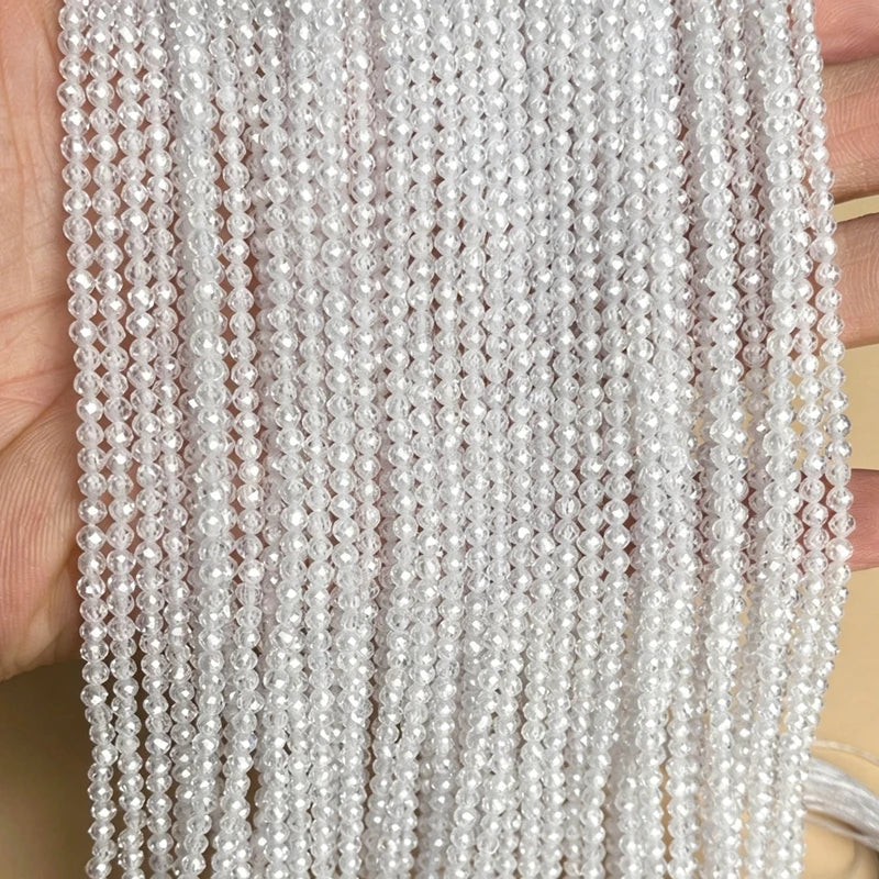 2 3 4mm Faceted Zircon Cubic Natural Stone Round Loose Beads For Making Women DIY Bracelet Necklace Jewelry Accessories Supplies