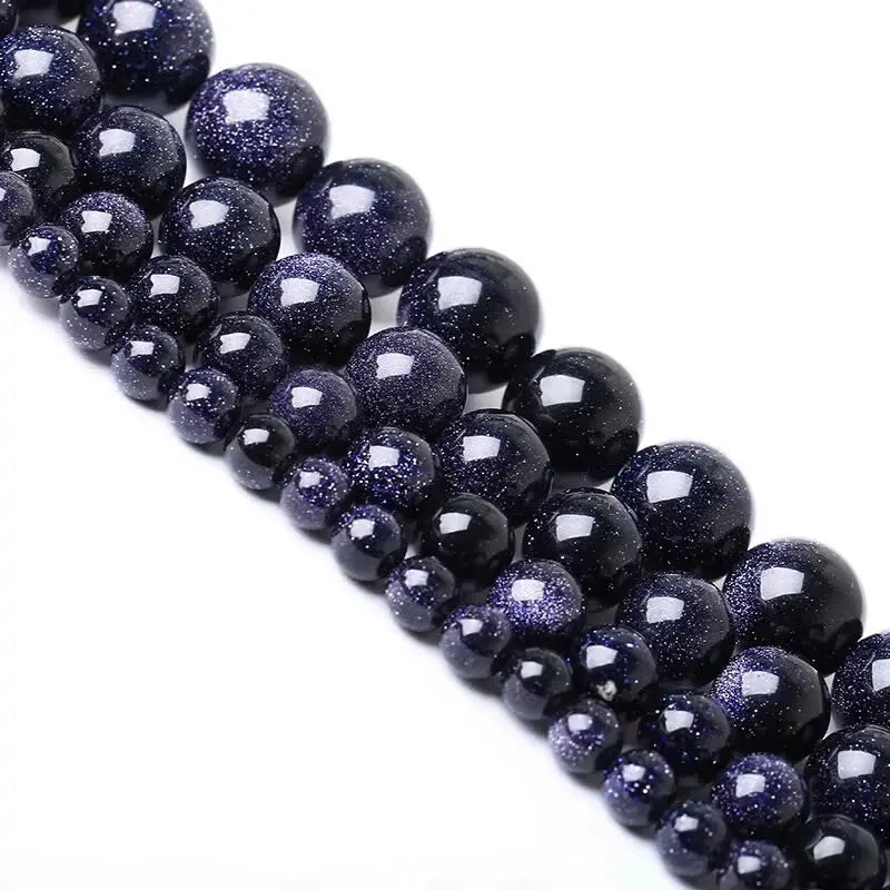 Making Natural Blue Green Golden Sandstone Round Loose Beads 4 6 8 10 12 MM Pick Size For DIY Necklace Bracelet Jewelry Make
