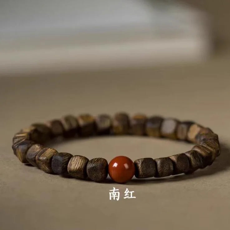 Natural Green Agarwood Bracelet 6mm Square Beads