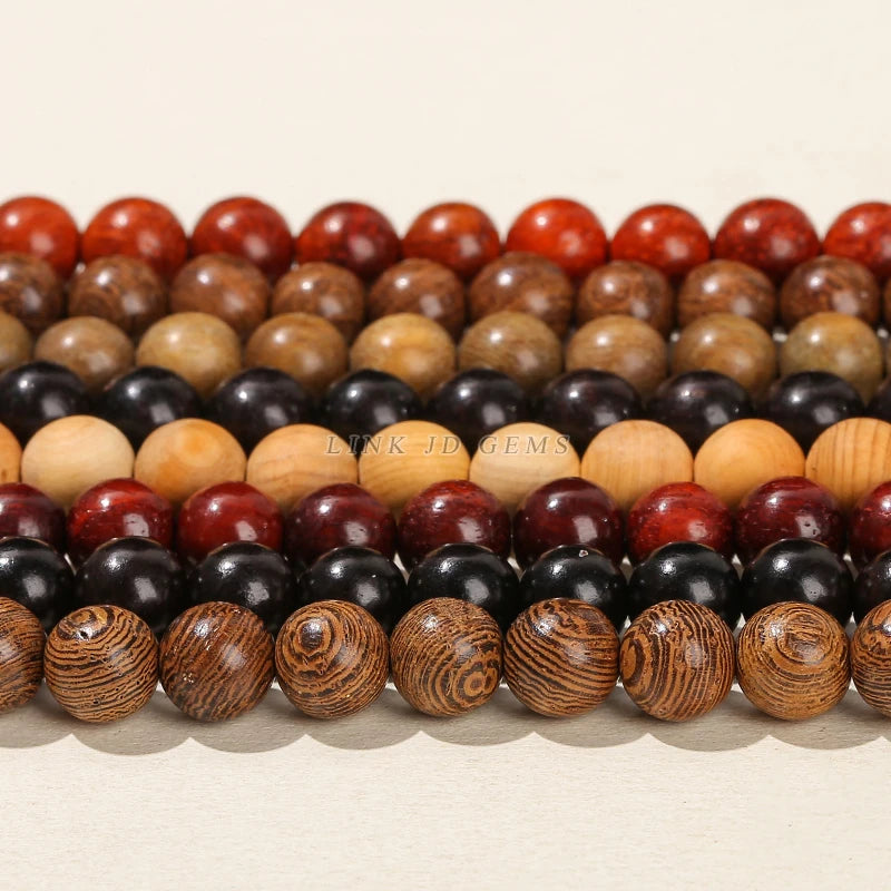 1 Strand Natural Wooden Bead Green Sandalwood Bead Round Loose Spacer Bead for Jewelry Making DIY Bracelet Necklace Accessory