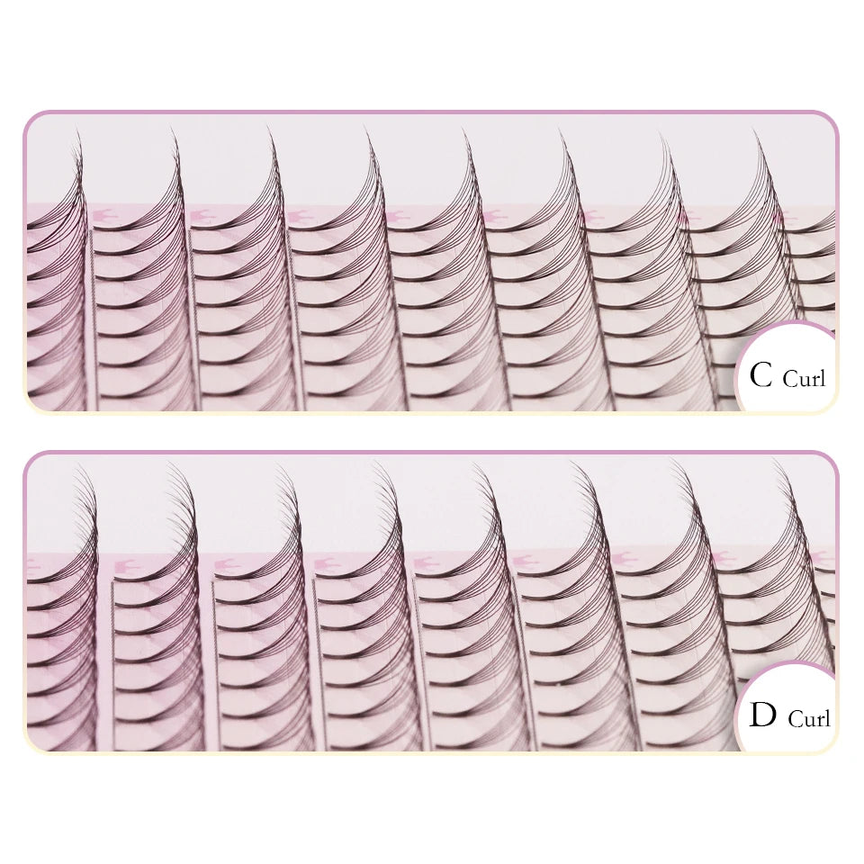 AGUUD Premade Volume Fans Lashes Short/Long Stem 3D/4D/5D/6D Russian Eyelash Extension Fans Premium Faux Mink Lash Tray Cilio