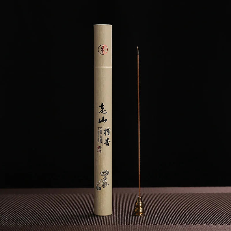 1Box Sandalwood / Agarwood / Mugwort / Cliff Cypress Incense Sticks With 1 Metal Incense Burner for Simple Home Decor