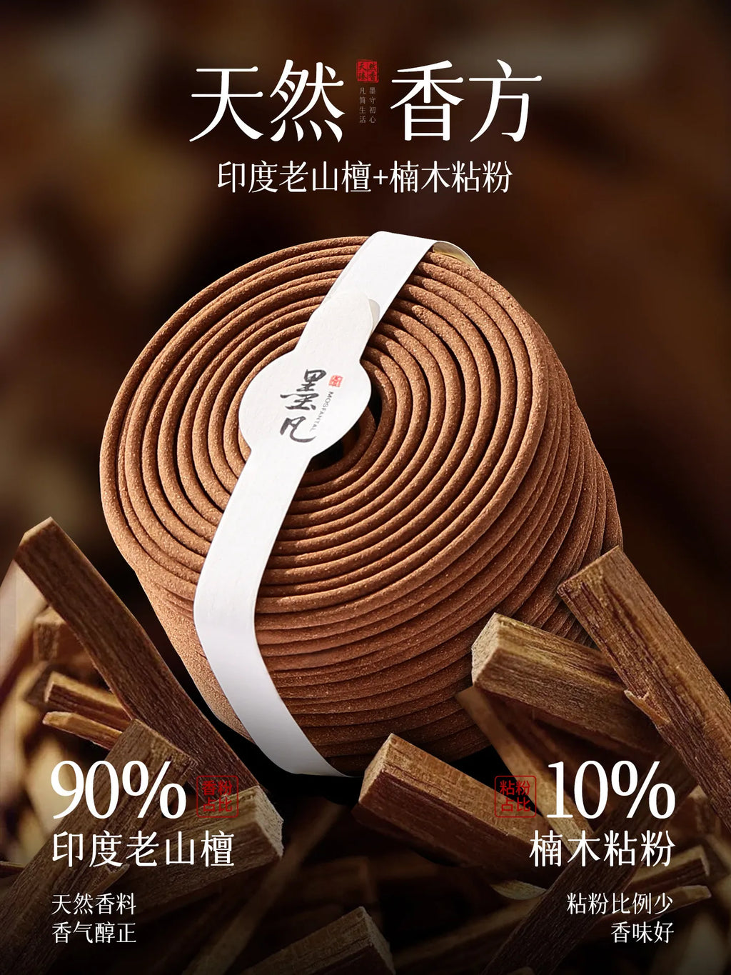 Mofan India old mountain sandalwood pan incense natural agarwood household indoor long-lasting net incense bedroom aromatherapy