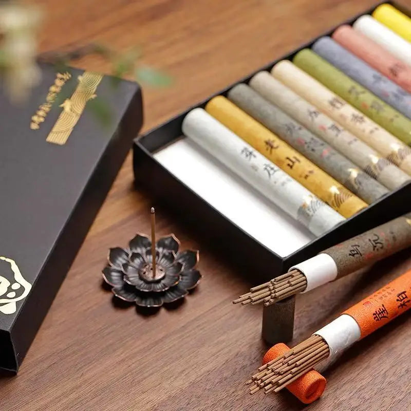 1 Box/12 Fragrances, Natural Wood Powder Incense and String Fragrance Gift Box Set, Suitable for Indoor Long-Lasting Fragrance