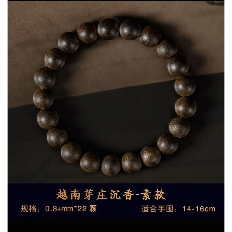 Natural Vietnam Nha Trang Qi Nan Agarwood 8mm Sinking Beads Bracelet for Men Wooden Wenwan Buddhist Mala Handmade Premium Gift