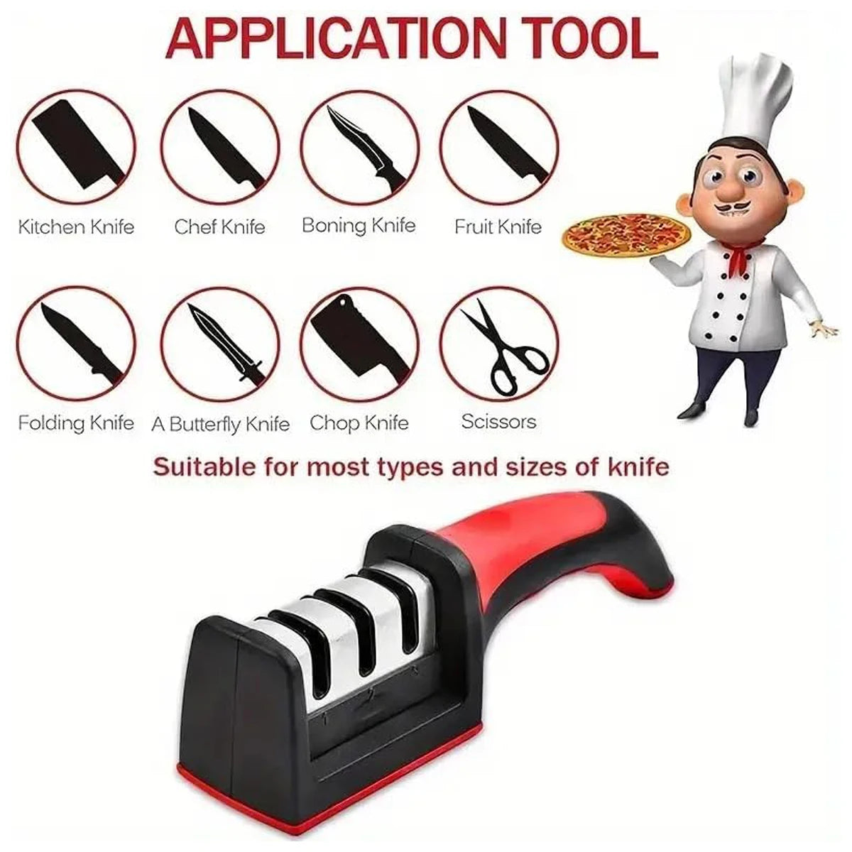 3/4 Segment Knife Sharpener Kitchen Multifunctional Manual Sharpening Stone with Non Slip Base Kitchen Utensils Grinding Tools