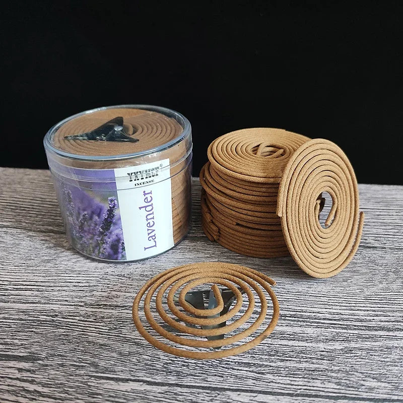 4 hours 48 singal rings Natural Sandalwood incense coils with incense with mini metal incense holder home Fragrance Indoors