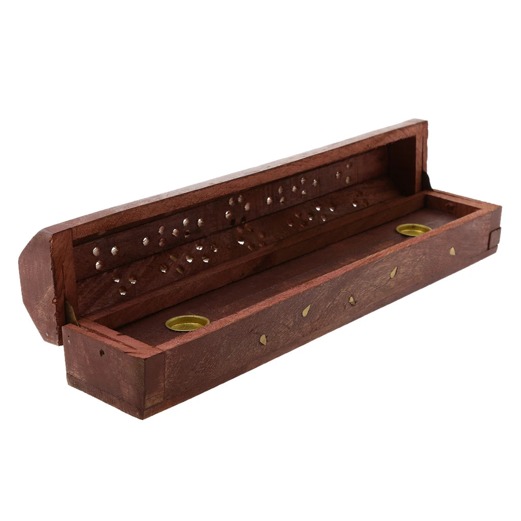 Wooden Incense Holder Insence Insense Burner Ash Catcher Traditional Hollow Out Incense Stick & Cone Ash Holder Storage