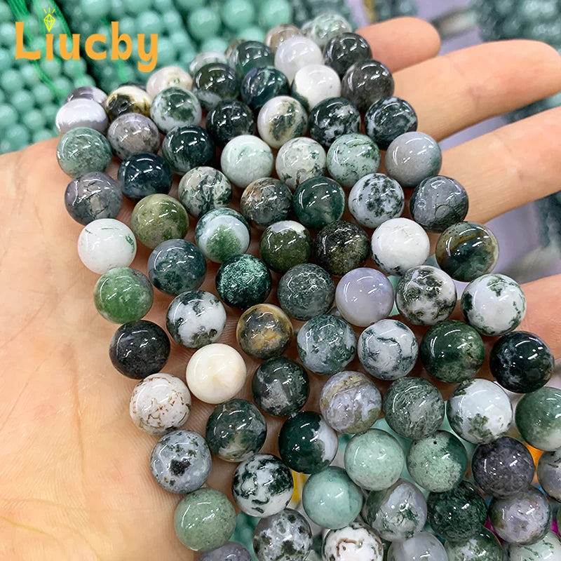 Natural White Tree Patterned Agate Beads 10mm 36pcs
