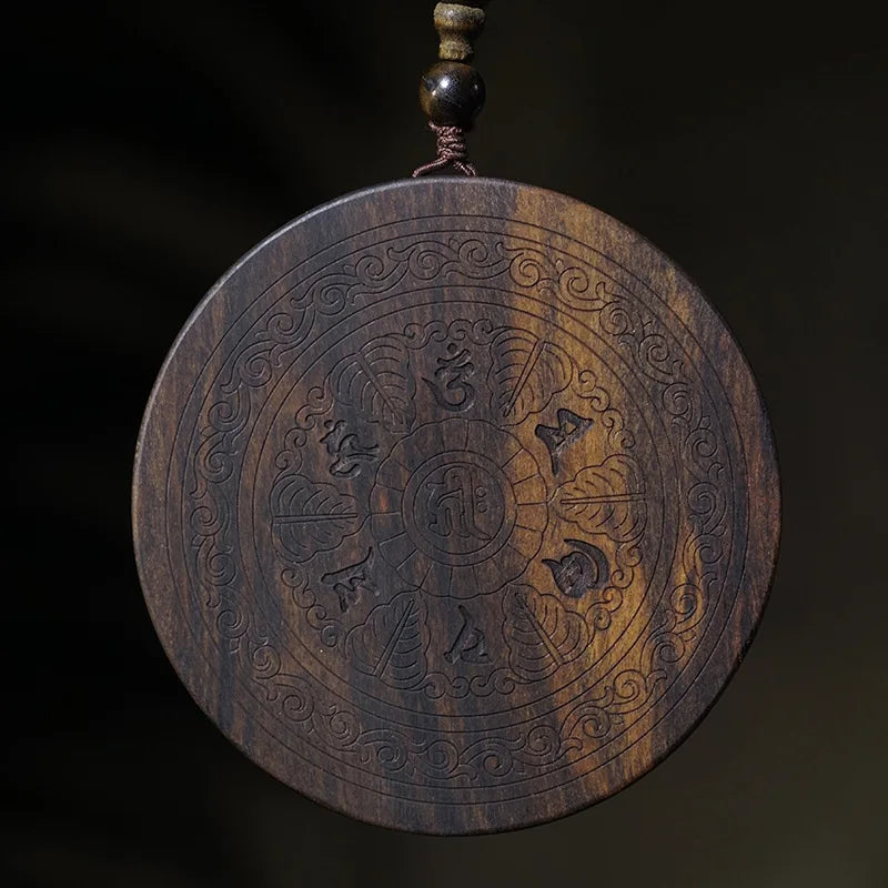 Agarwood Carved Inlaid Eight Patron Saints Pendant Mala Cultural Play Wooden Handheld Peace Tag Ornament
