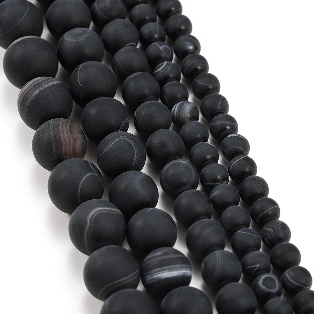 1strand Natural Stone Matte Coffee Stripe Agates Beads Natural Brown Loose Spacer Beads for jewelry making bracelet pick size